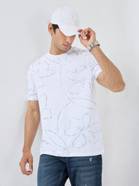 Men T-Shirt Print White Regular Fit