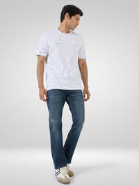 Men T-Shirt Print White Regular Fit