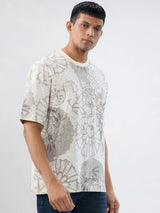 Men T-Shirt Print Off White Relaxed Fit