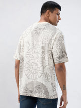 Men T-Shirt Print Off White Relaxed Fit
