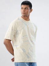 Men T-Shirt Print Brown Relaxed Fit