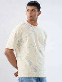 Men T-Shirt Print Brown Relaxed Fit