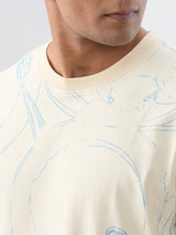 Men T-Shirt Print Brown Relaxed Fit