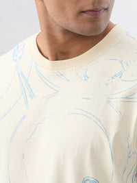 Men T-Shirt Print Brown Relaxed Fit