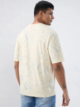 Men T-Shirt Print Brown Relaxed Fit