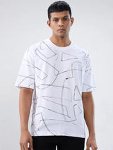 Men T-Shirt Print White Relaxed Fit