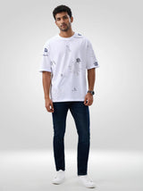 Men T-Shirt Print White Relaxed Fit