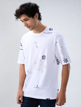 Men T-Shirt Print White Relaxed Fit