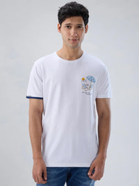Men T-Shirt Graphic White Regular Fit