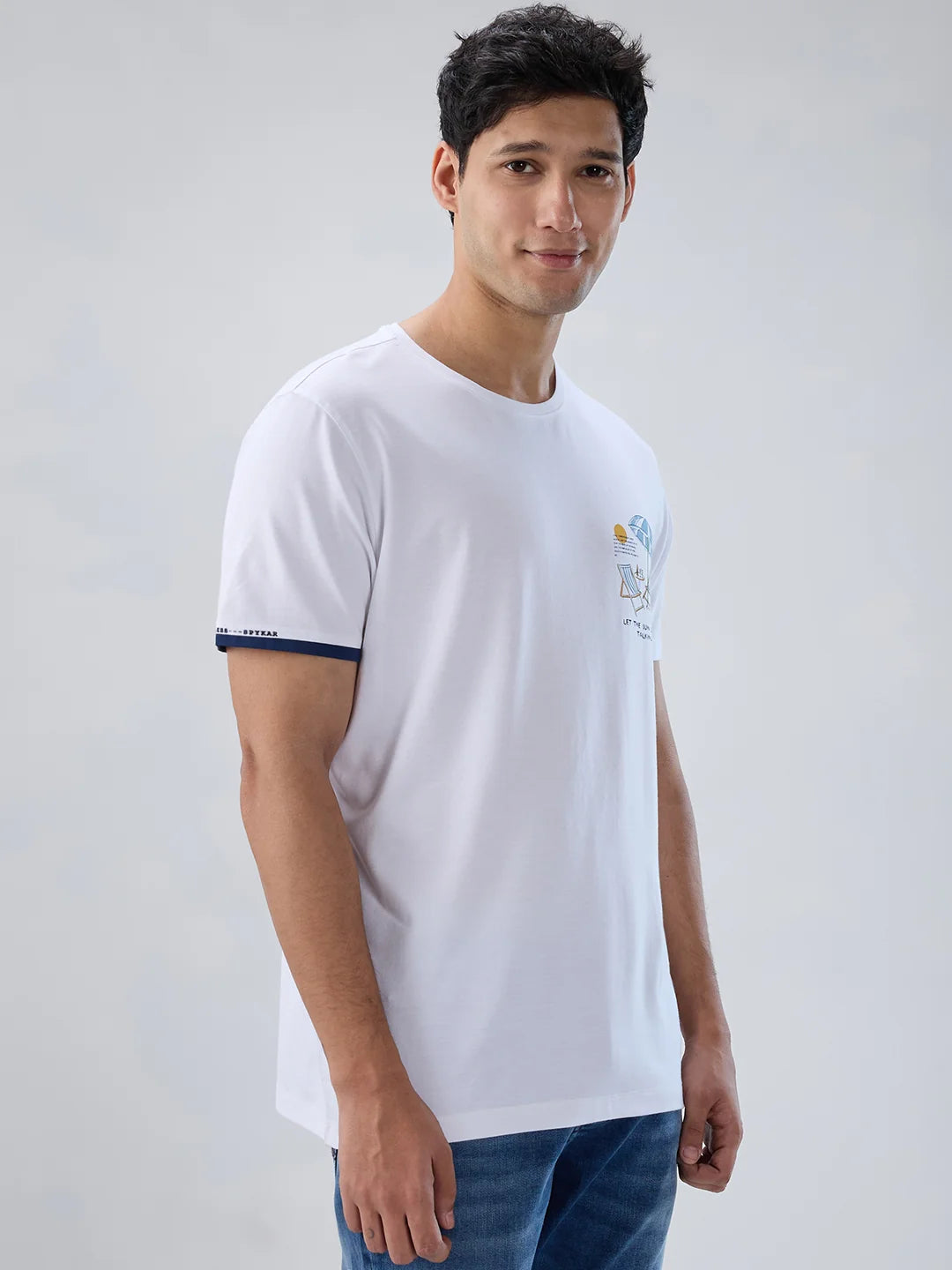 Men T-Shirt Graphic White Regular Fit