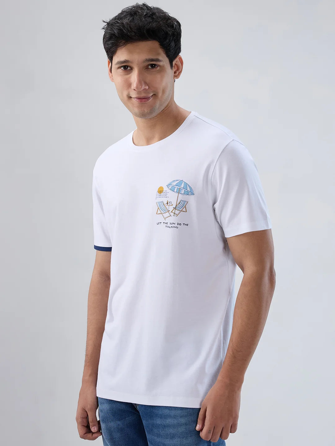 Men T-Shirt Graphic White Regular Fit