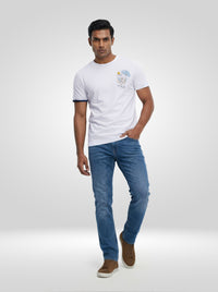 Men T-Shirt Graphic White Regular Fit