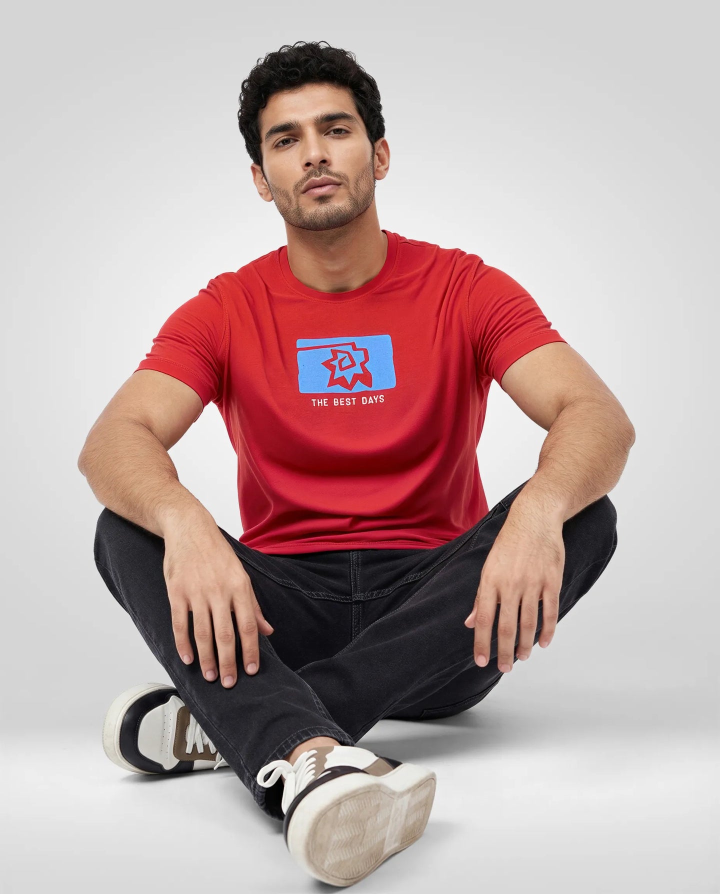 Men T-Shirt Graphic Red Regular Fit