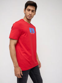 Men T-Shirt Graphic Red Regular Fit