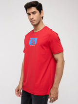 Men T-Shirt Graphic Red Regular Fit