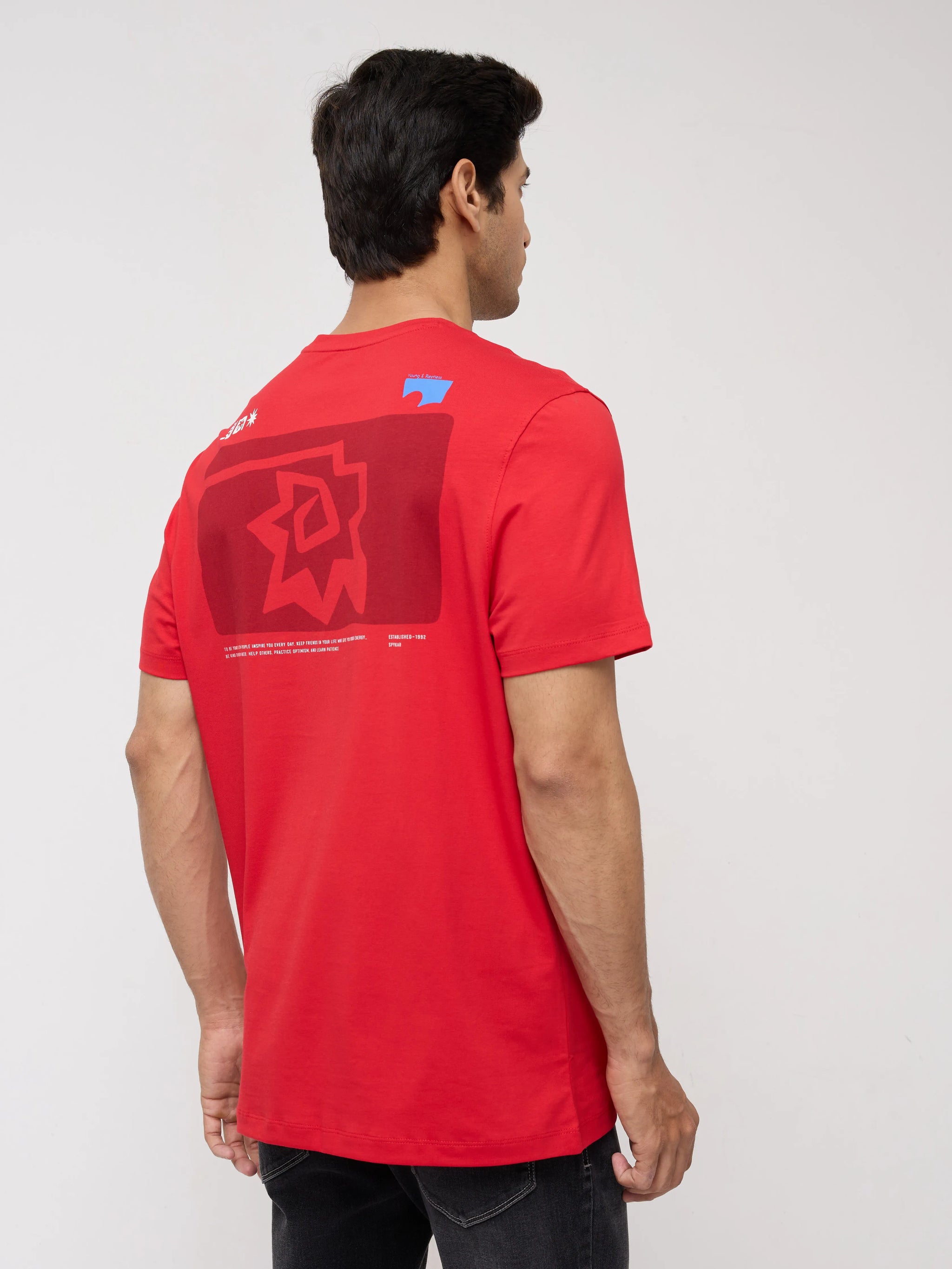 Men T-Shirt Graphic Red Regular Fit