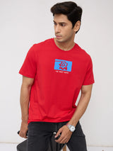 Men T-Shirt Graphic Red Regular Fit