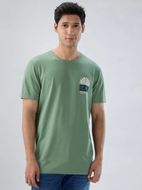 Men T-Shirt Graphic Green Regular Fit