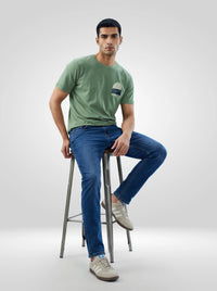 Men T-Shirt Graphic Green Regular Fit