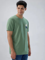 Men T-Shirt Graphic Green Regular Fit