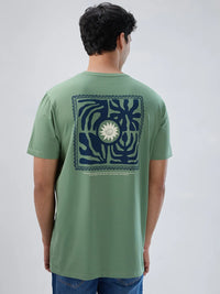 Men T-Shirt Graphic Green Regular Fit