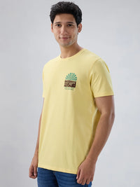 Men T-Shirt Graphic Yellow Regular Fit