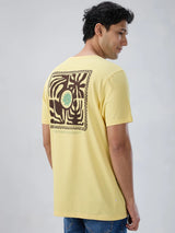 Men T-Shirt Graphic Yellow Regular Fit