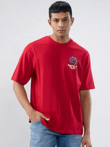Men T-Shirt Graphic Red Relaxed Fit