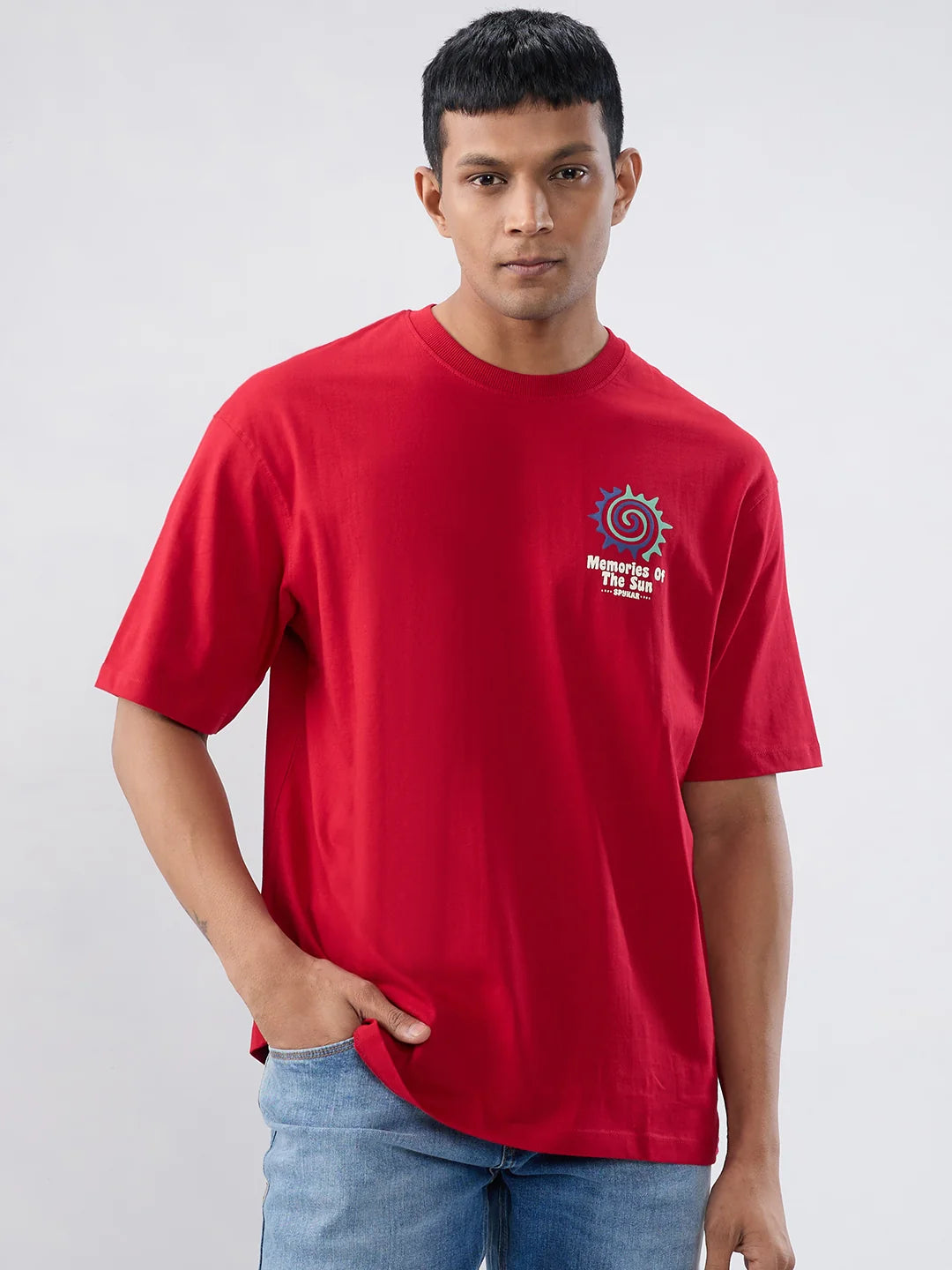 Men T-Shirt Graphic Red Relaxed Fit