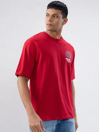 Men T-Shirt Graphic Red Relaxed Fit
