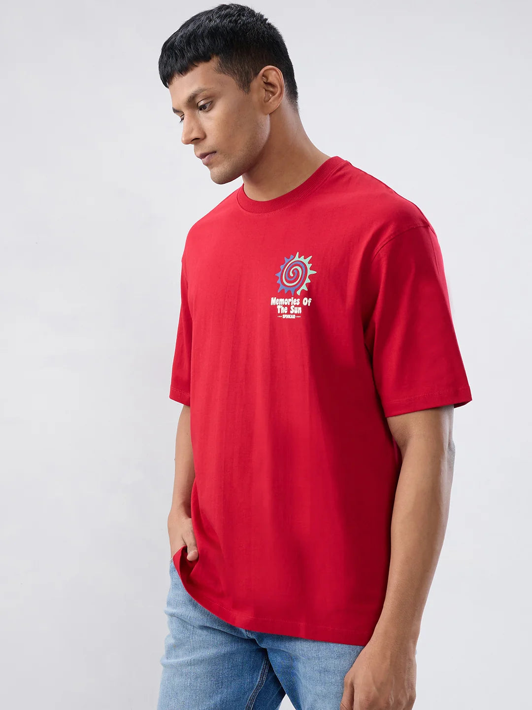 Men T-Shirt Graphic Red Relaxed Fit