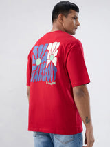 Men T-Shirt Graphic Red Relaxed Fit