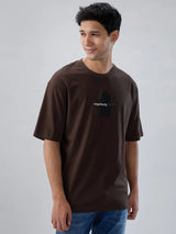 Men T-Shirt Graphic Brown Relaxed Fit