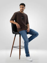 Men T-Shirt Graphic Brown Relaxed Fit