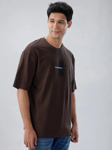 Men T-Shirt Graphic Brown Relaxed Fit