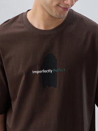 Men T-Shirt Graphic Brown Relaxed Fit