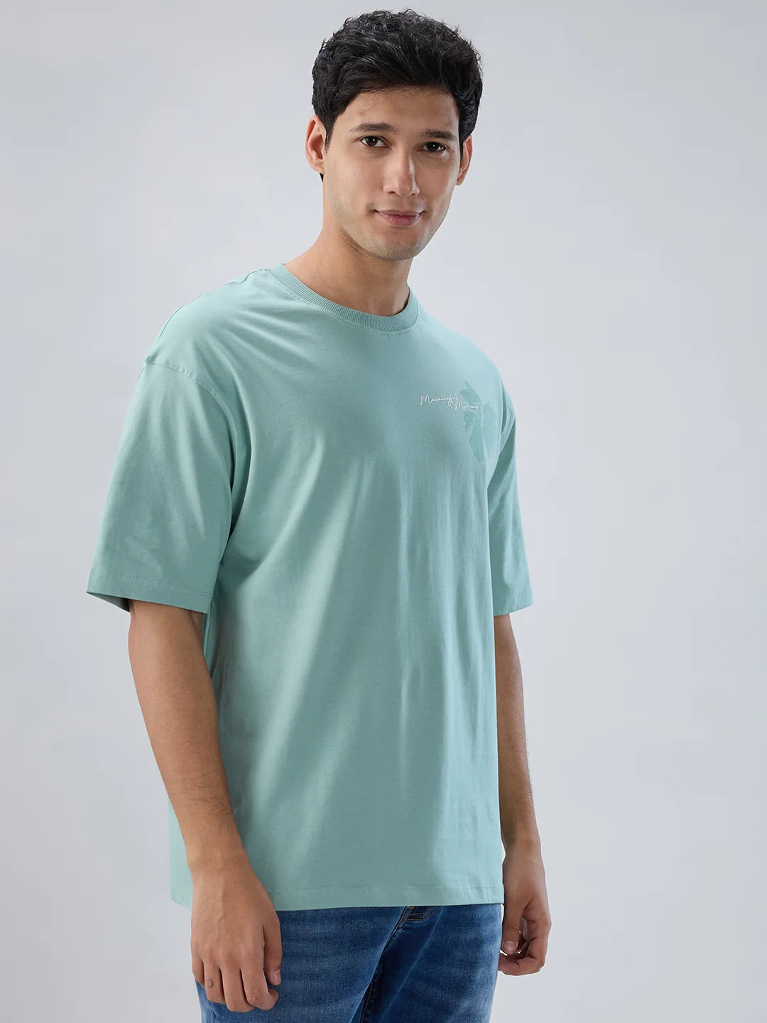 Men T-Shirt Graphic Green Relaxed Fit