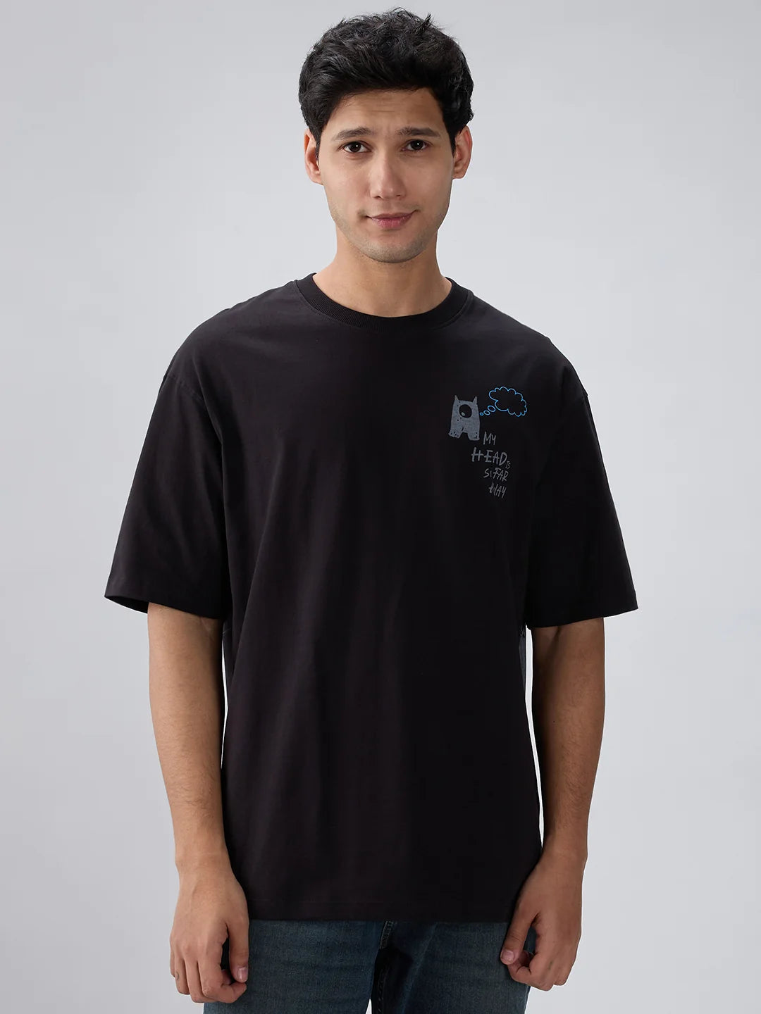 Men T-Shirt Graphic Black Relaxed Fit