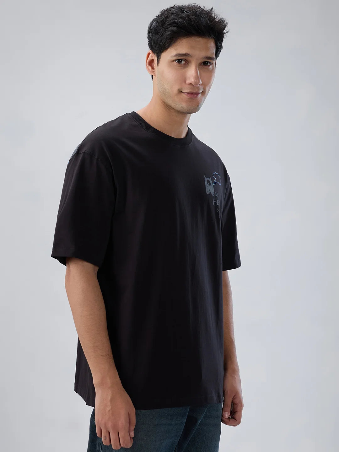 Men T-Shirt Graphic Black Relaxed Fit