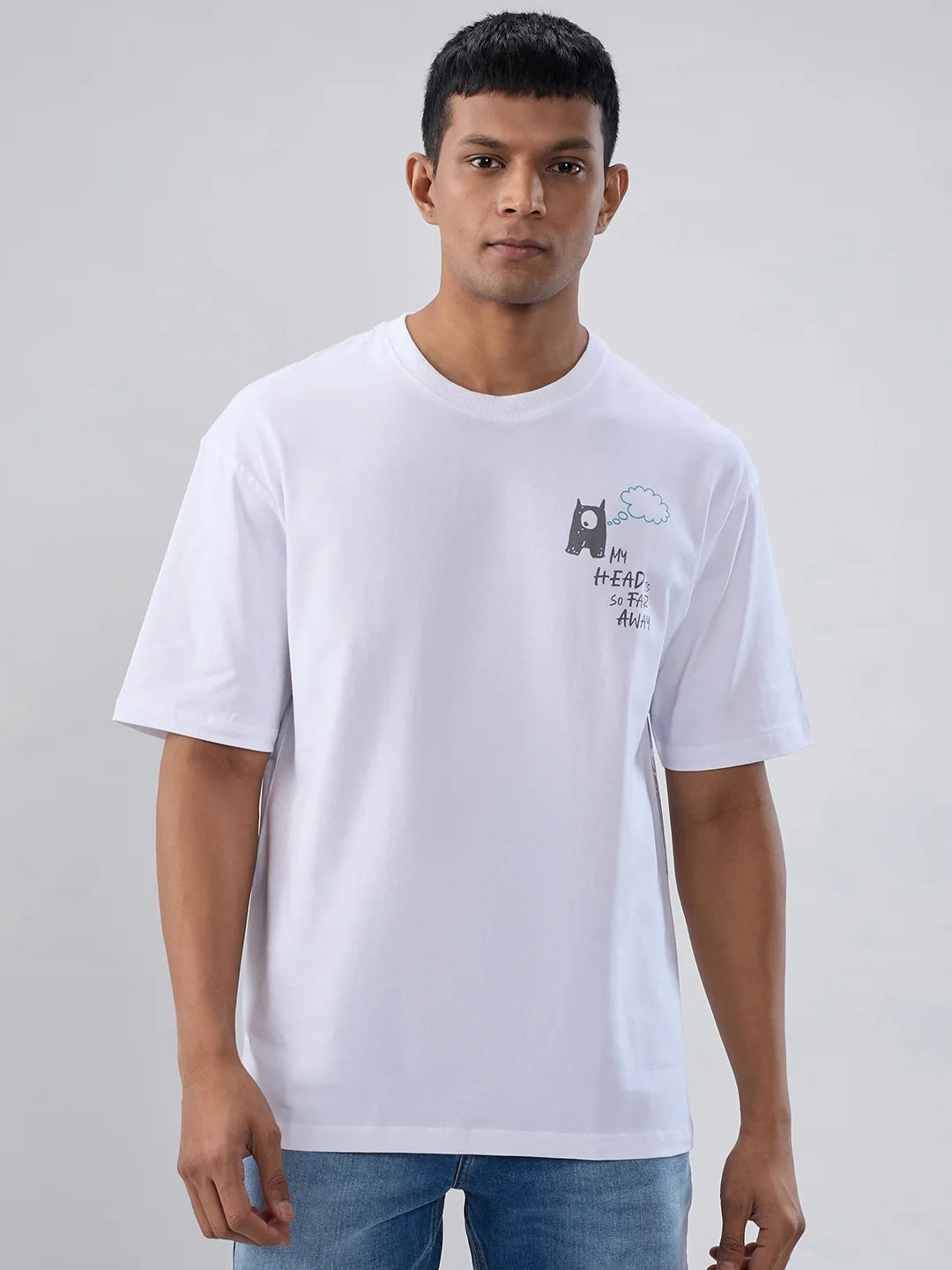 Men T-Shirt Graphic White Relaxed Fit
