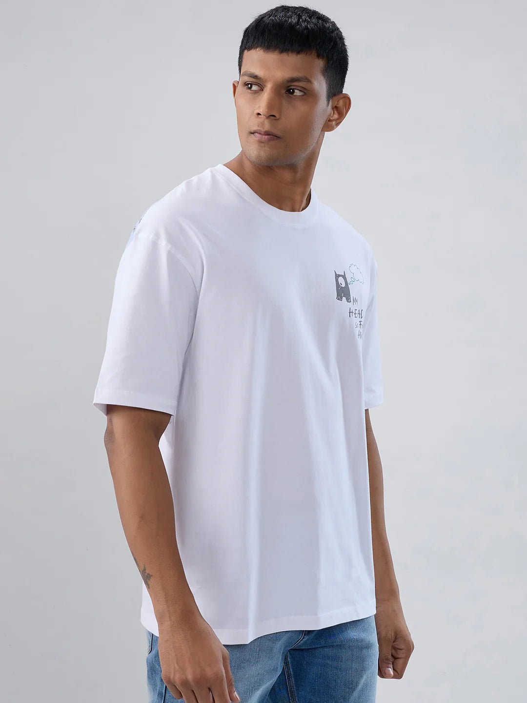 Men T-Shirt Graphic White Relaxed Fit
