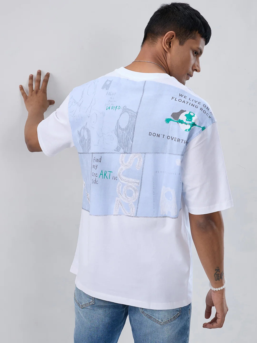 Men T-Shirt Graphic White Relaxed Fit