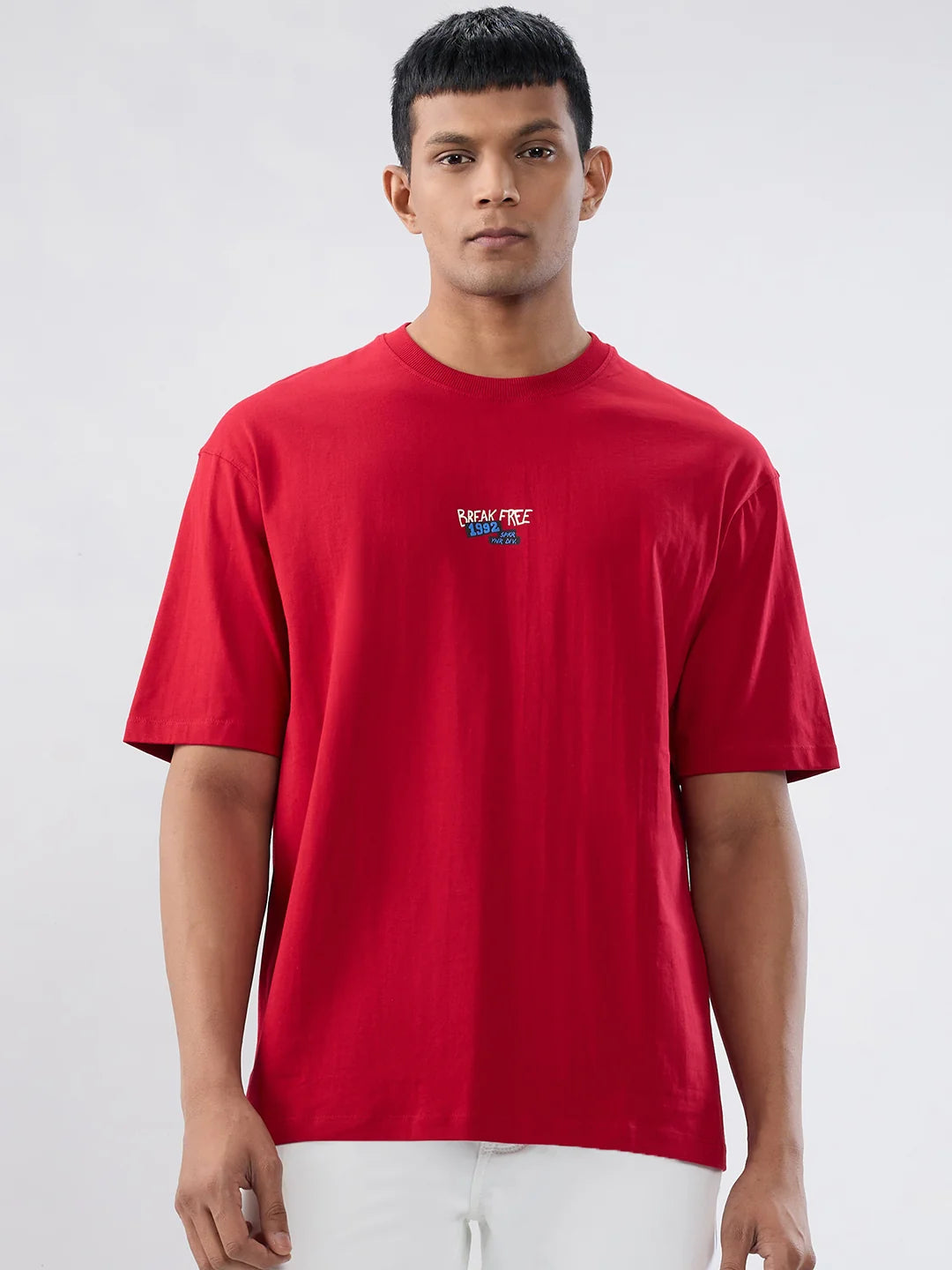 Men T-Shirt Graphic Red Relaxed Fit