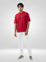 Men T-Shirt Graphic Red Relaxed Fit