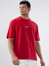 Men T-Shirt Graphic Red Relaxed Fit