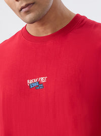 Men T-Shirt Graphic Red Relaxed Fit