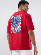 Men T-Shirt Graphic Red Relaxed Fit