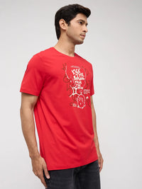 Men T-Shirt Graphic Red Regular Fit