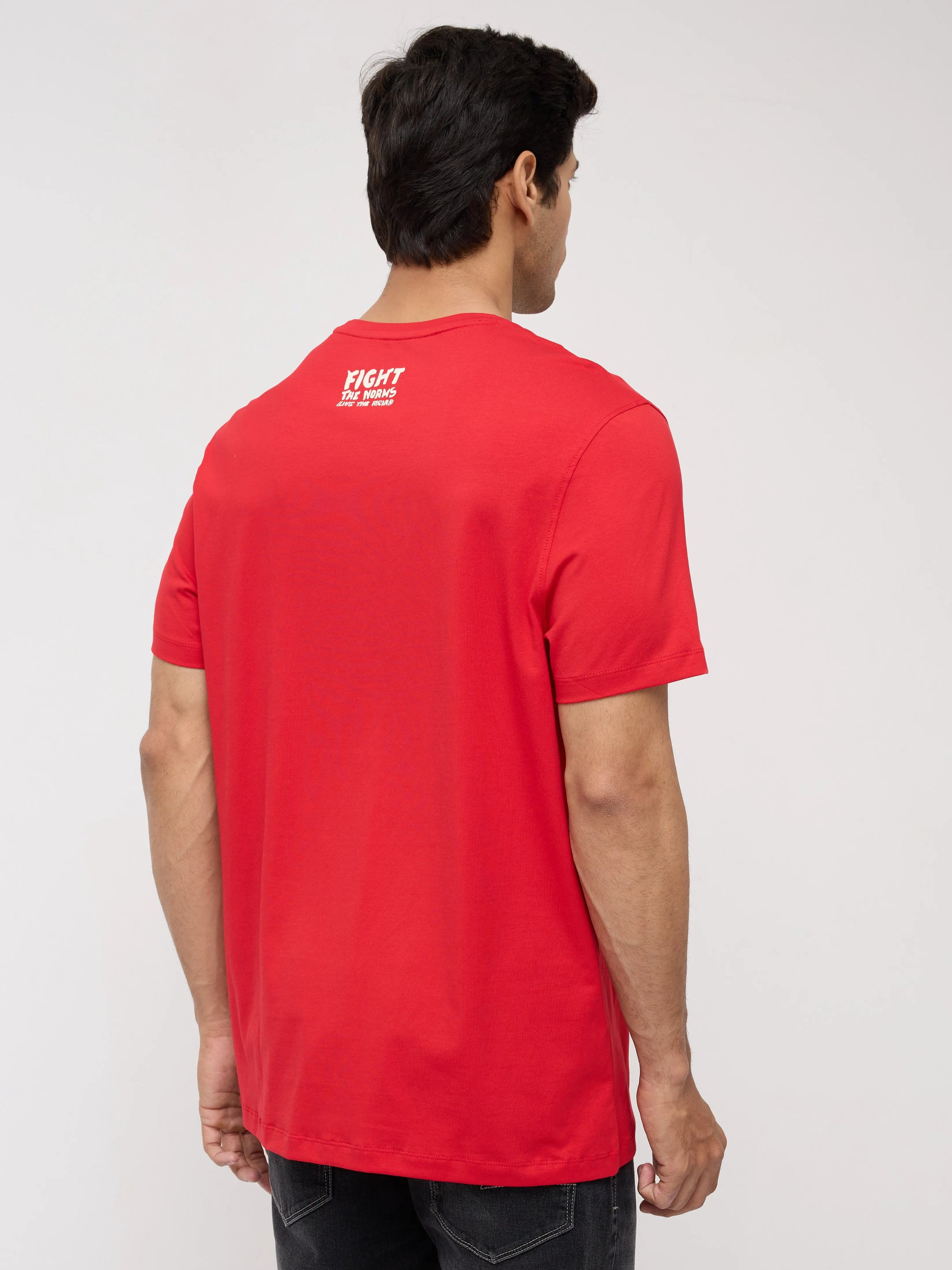 Men T-Shirt Graphic Red Regular Fit