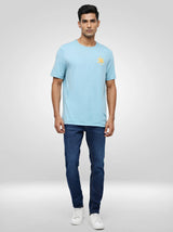 Men T-Shirt Solid Blue Regular Fit